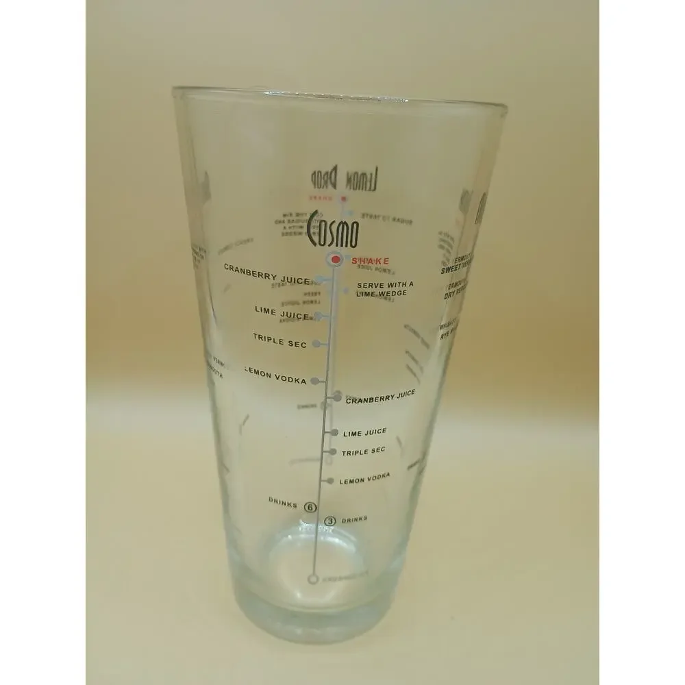 Libbey Duratuff Glass Cocktail Mixer Shaker Mixed Drink Recipes Vintage MCM Bar